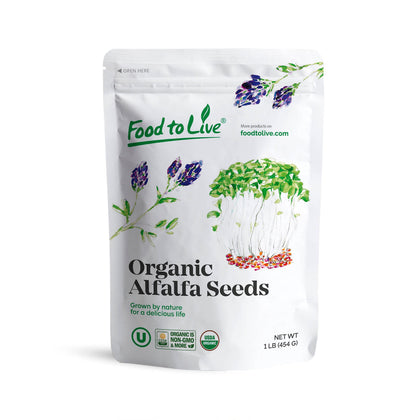 Graines de luzerne bio Food to Live 475g, vue avant du paquet