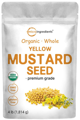 Graines de moutarde jaune bio Micro Ingredients vue avant avec emballage