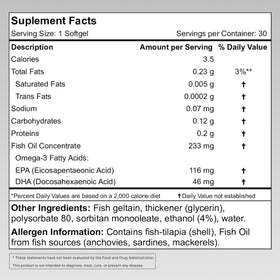 Granagard Nano Omega-3 softgels avec des ingrédients