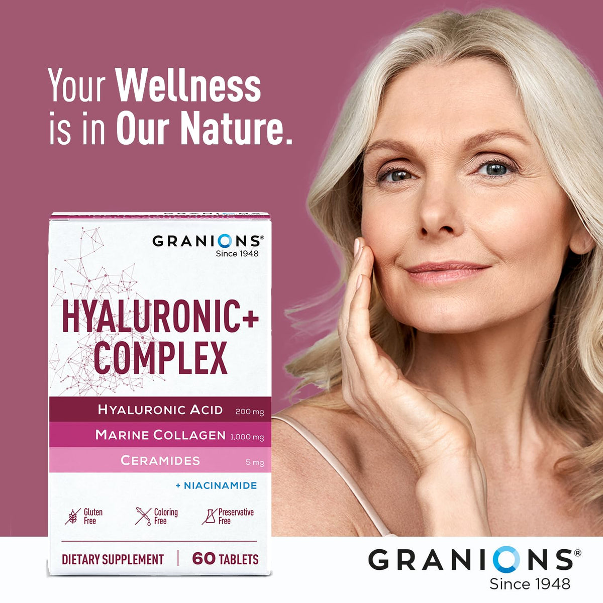 Granions Acide Hyaluronique 200mg avec ingrédients sur la boîte
