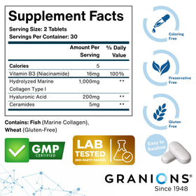 Granions Acide Hyaluronique 200mg comprimés en gros plan