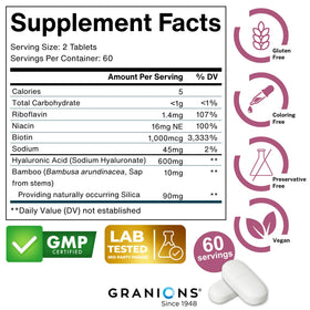 Granions Acide Hyaluronique 600mg étiquette détaillée