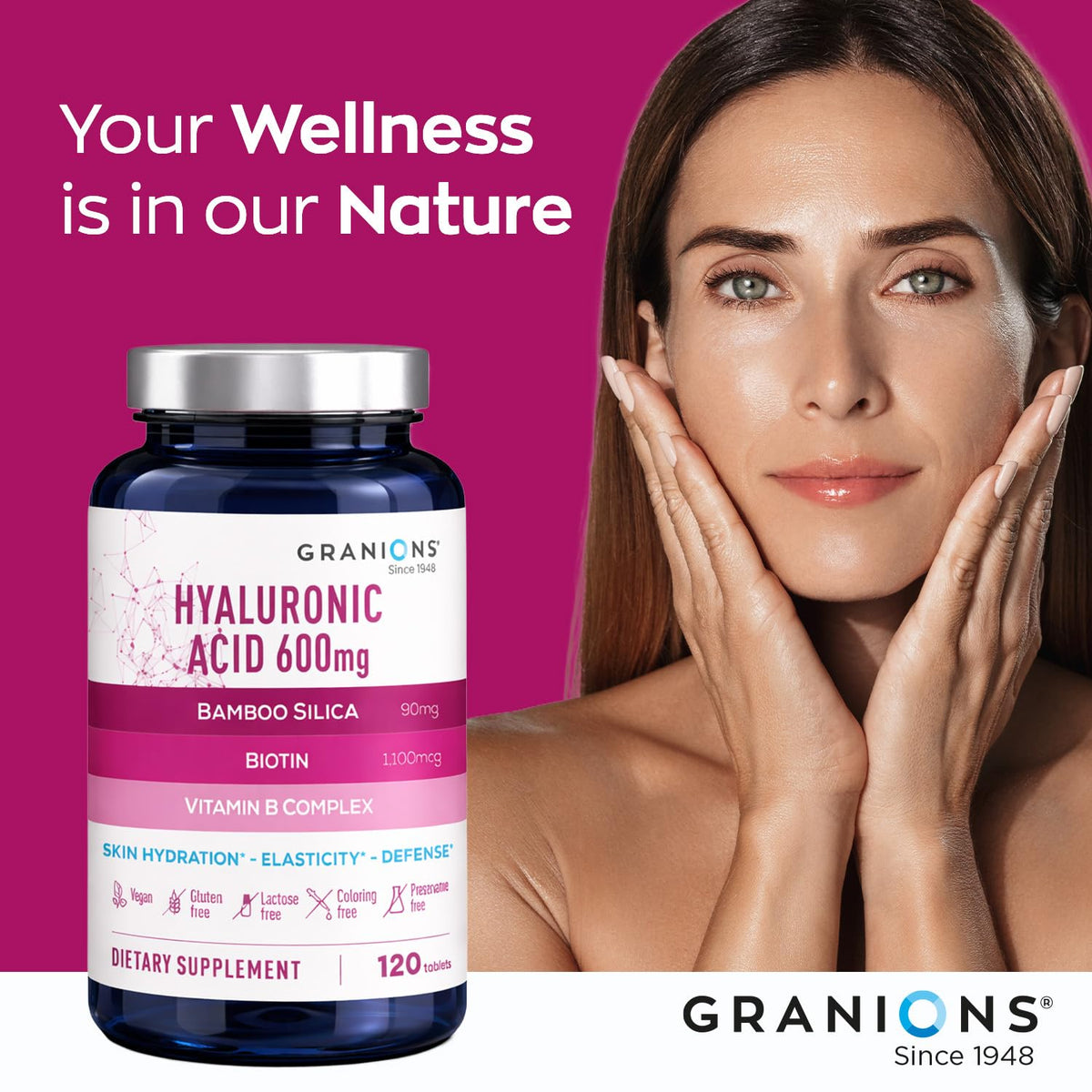 Granions Acide Hyaluronique 600mg ingrédients sur l'étiquette