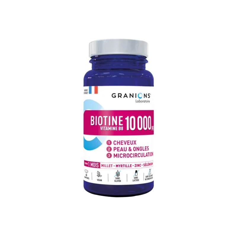 Granions Biotine 10 000 mcg comprimés sur une surface en bois