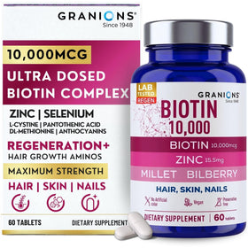 Granions Biotine 10 000 mcg comprimés vue de face