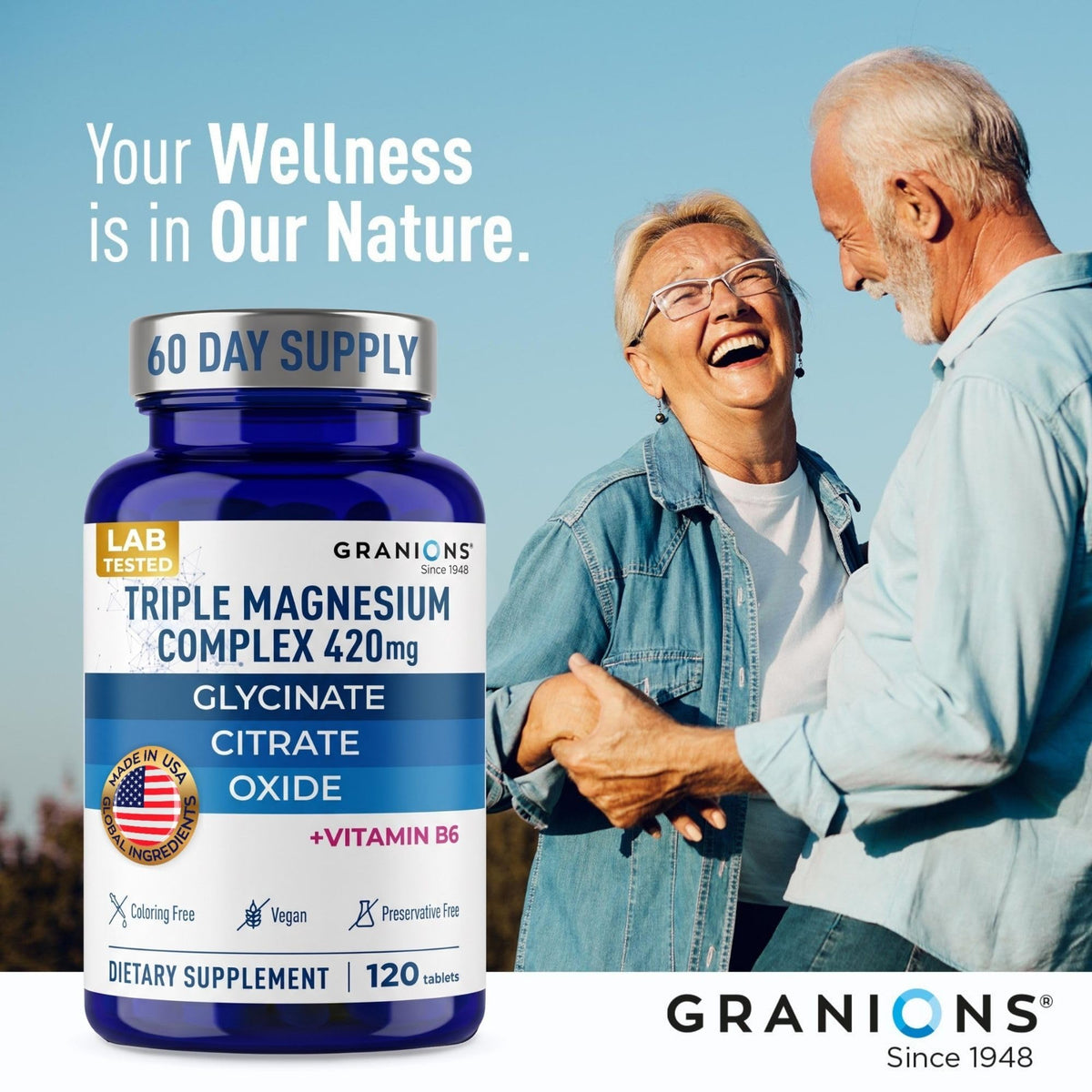 Granions Complexe Magnesium Triple 420 mg with lifestyle background