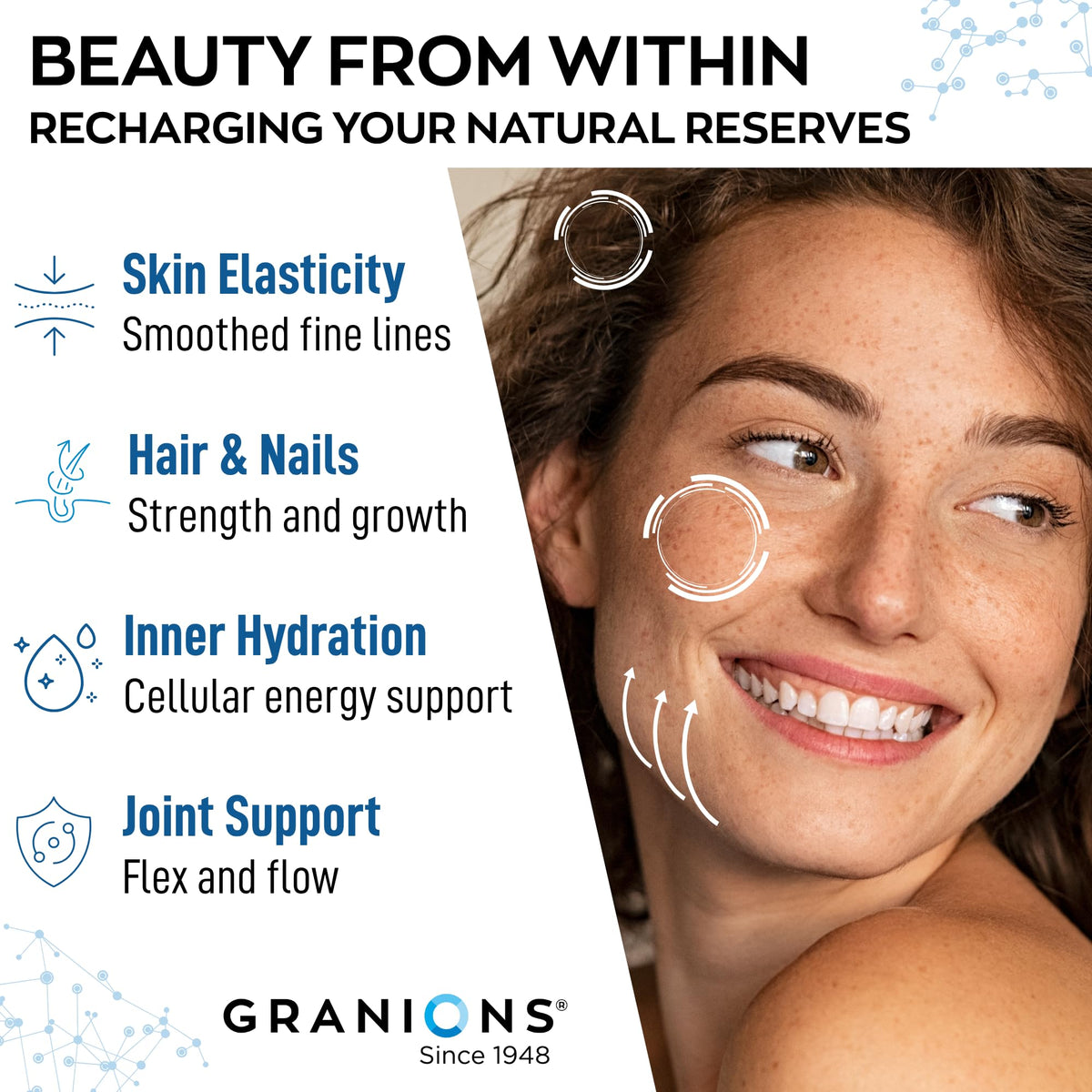 Granions Poudre de Collagène Marin Non Aromatisée 10g en dissolution dans une boisson