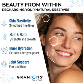 Granions Poudre de Collagène Marin Non Aromatisée 10g en dissolution dans une boisson