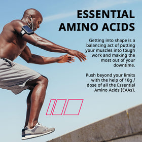 Granite Supplements Poudre d'Aminos Essentiels 448g dans un verre avec de l'eau