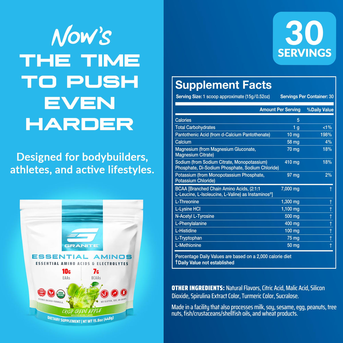 Granite Supplements Poudre d'Aminos Essentiels Saveur Pomme Verte en usage