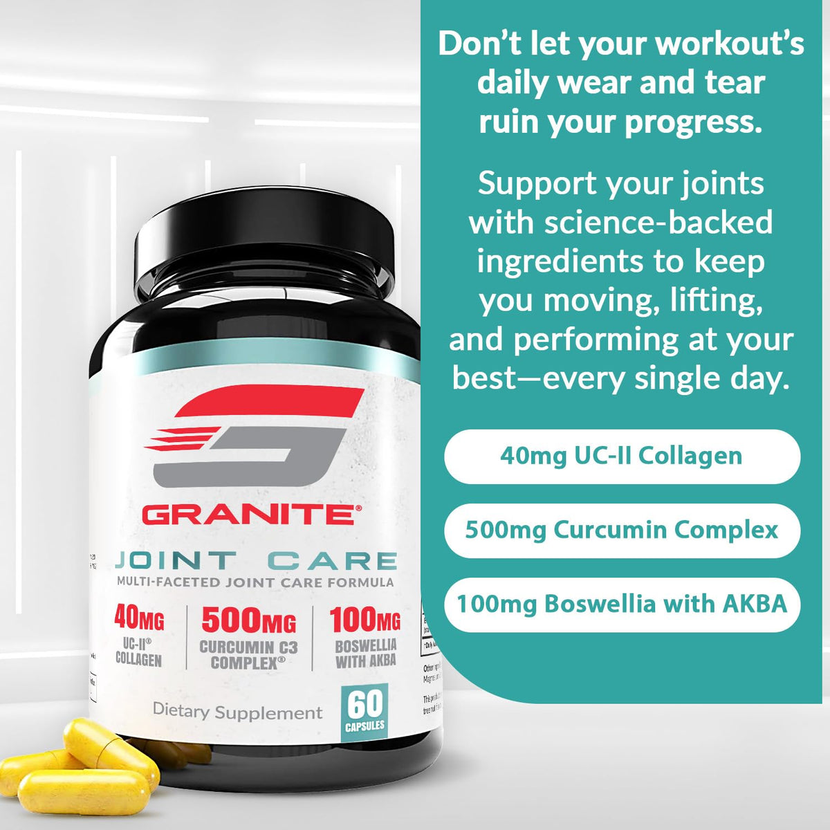Granite Supplements Soutien Articulaire UC-II Collagène 60ct avec des ingrédients naturels