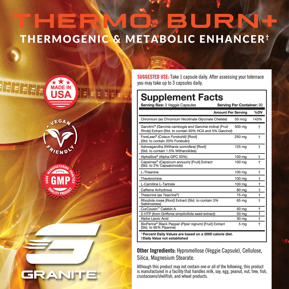 Granite Thermo Burn présentation avec d'autres compléments alimentaires