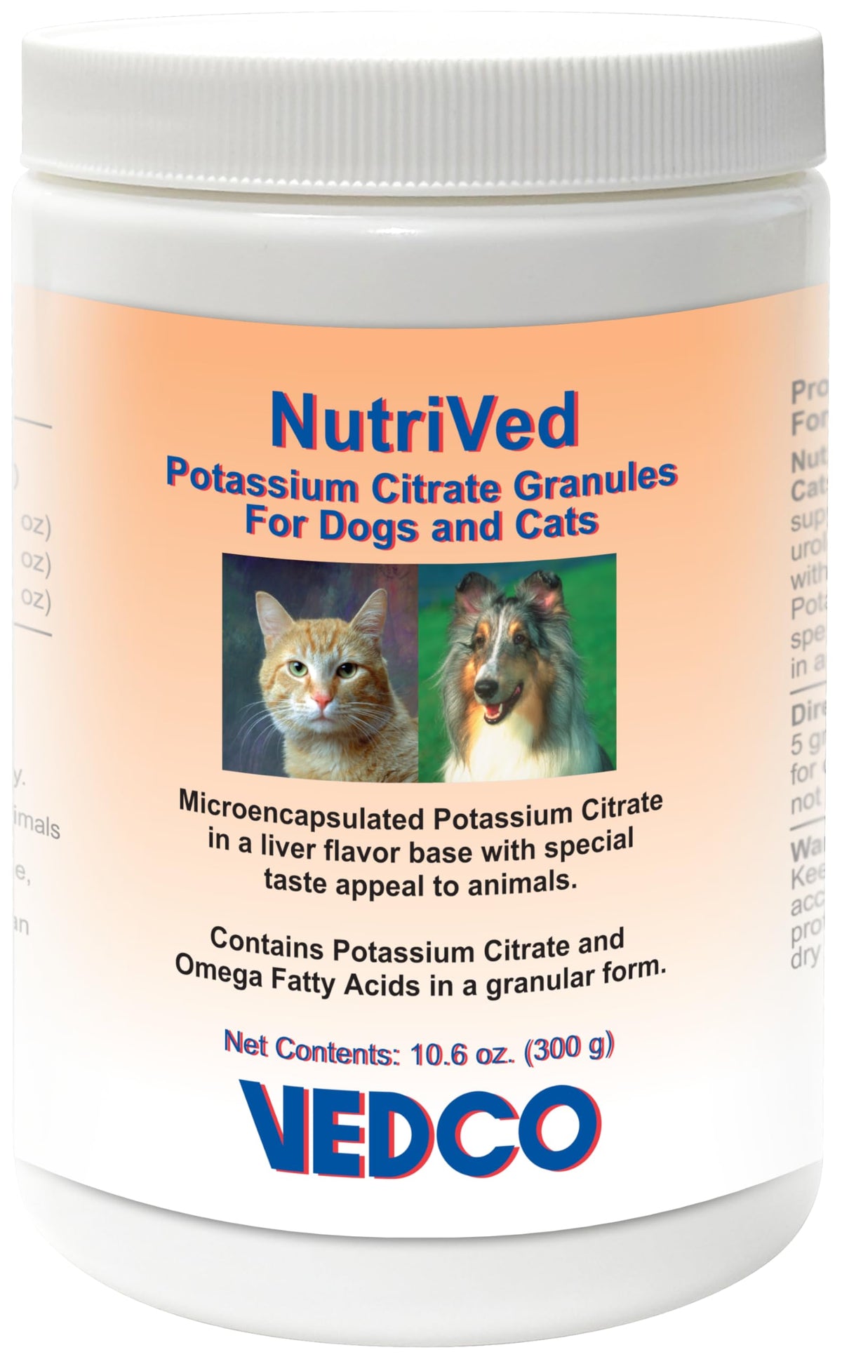 Granulés de citrate de potassium Vedco 300g pour animaux de compagnie