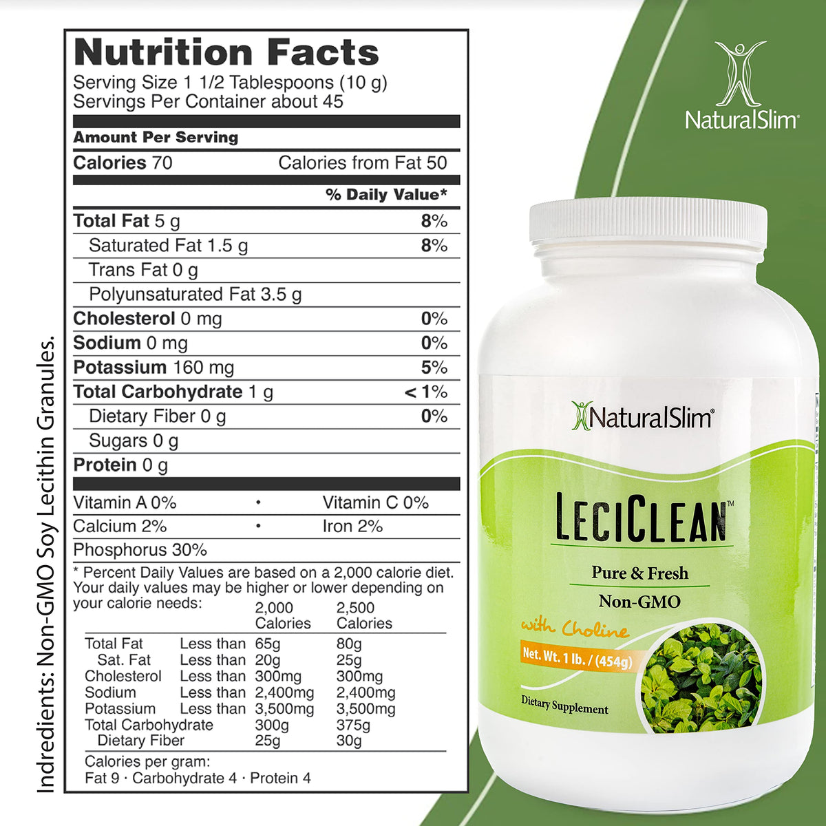 Granules de lécithine de soja NaturalSlim sur une cuillère