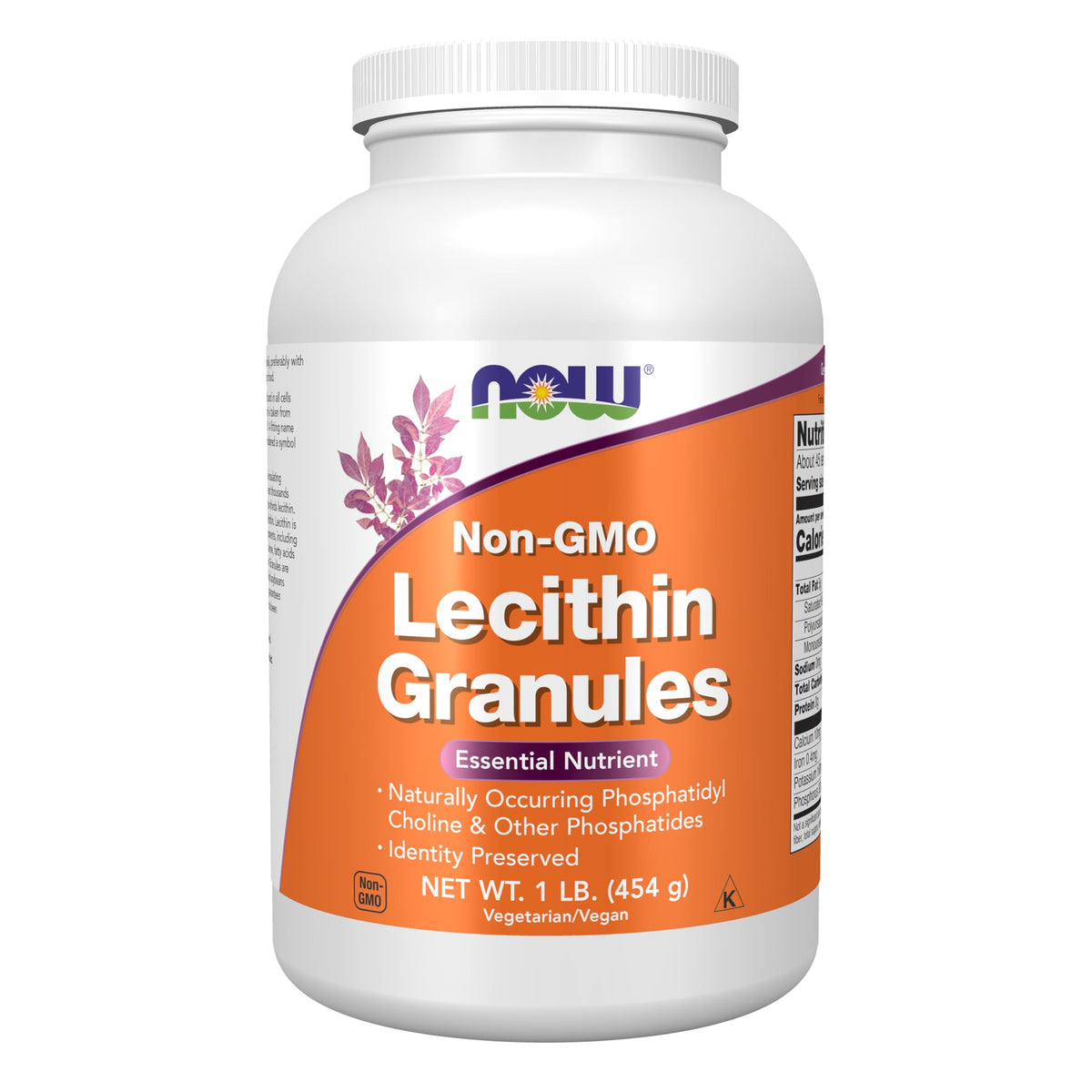 Granulés de lécithine NOW Foods 531 g, vue de face