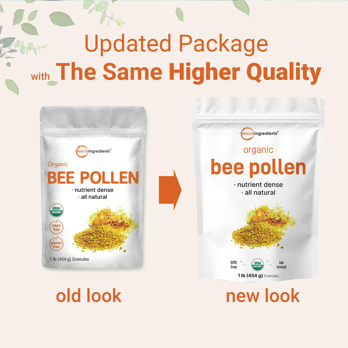 Granules de pollen d'abeille bio Micro Ingredients sur une cuillère en bois