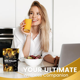 Granules de pollen d'abeille bio WELLNESS LABSRX, en portion avec yaourt