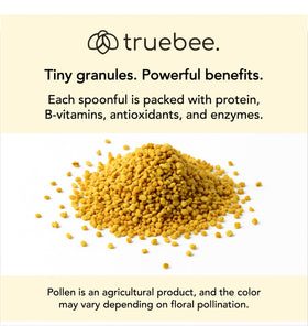 Granules de pollen d'abeille truebee sur un smoothie
