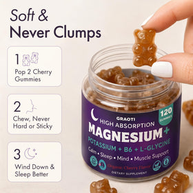 GRAOTI gummies de magnésium avec étiquette et ingrédients