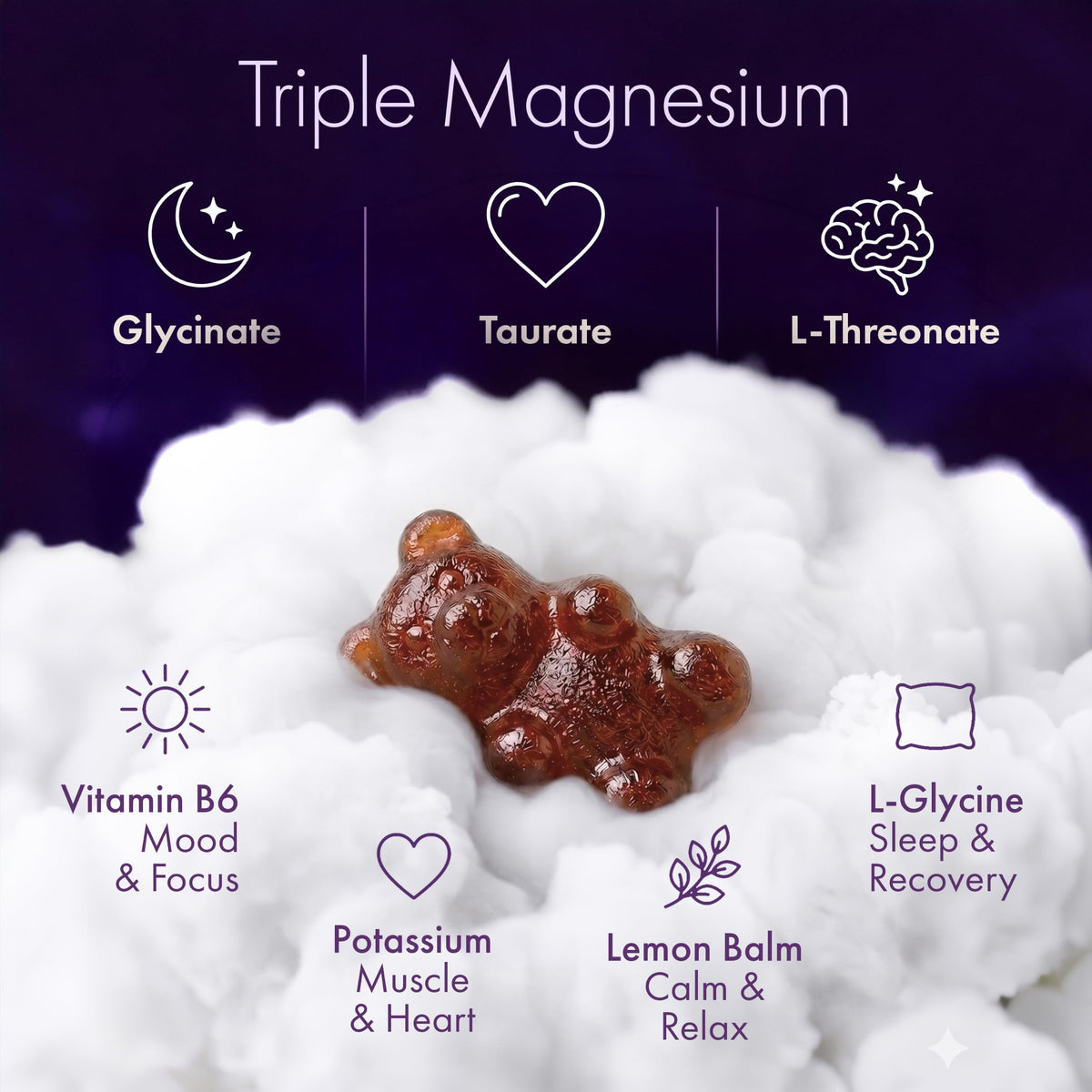 GRAOTI gummies de magnésium en gros plan sur une cuillère
