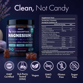 GRAOTI gummies de magnésium sur une table en bois