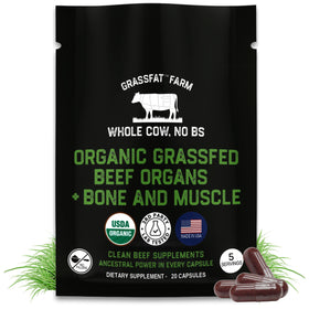 Grassfat Complément Alimentaire 100% Viande de Bœuf Bio 20 Capsules, vue de face