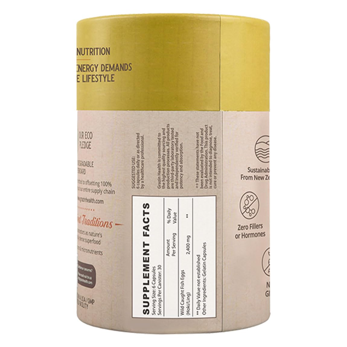 GRAZIN HEALTH Capsules d'Œufs de Poisson 2400mg - capsules sur fond blanc