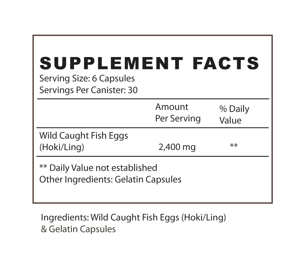 GRAZIN HEALTH Capsules d'Œufs de Poisson 2400mg - vue arrière