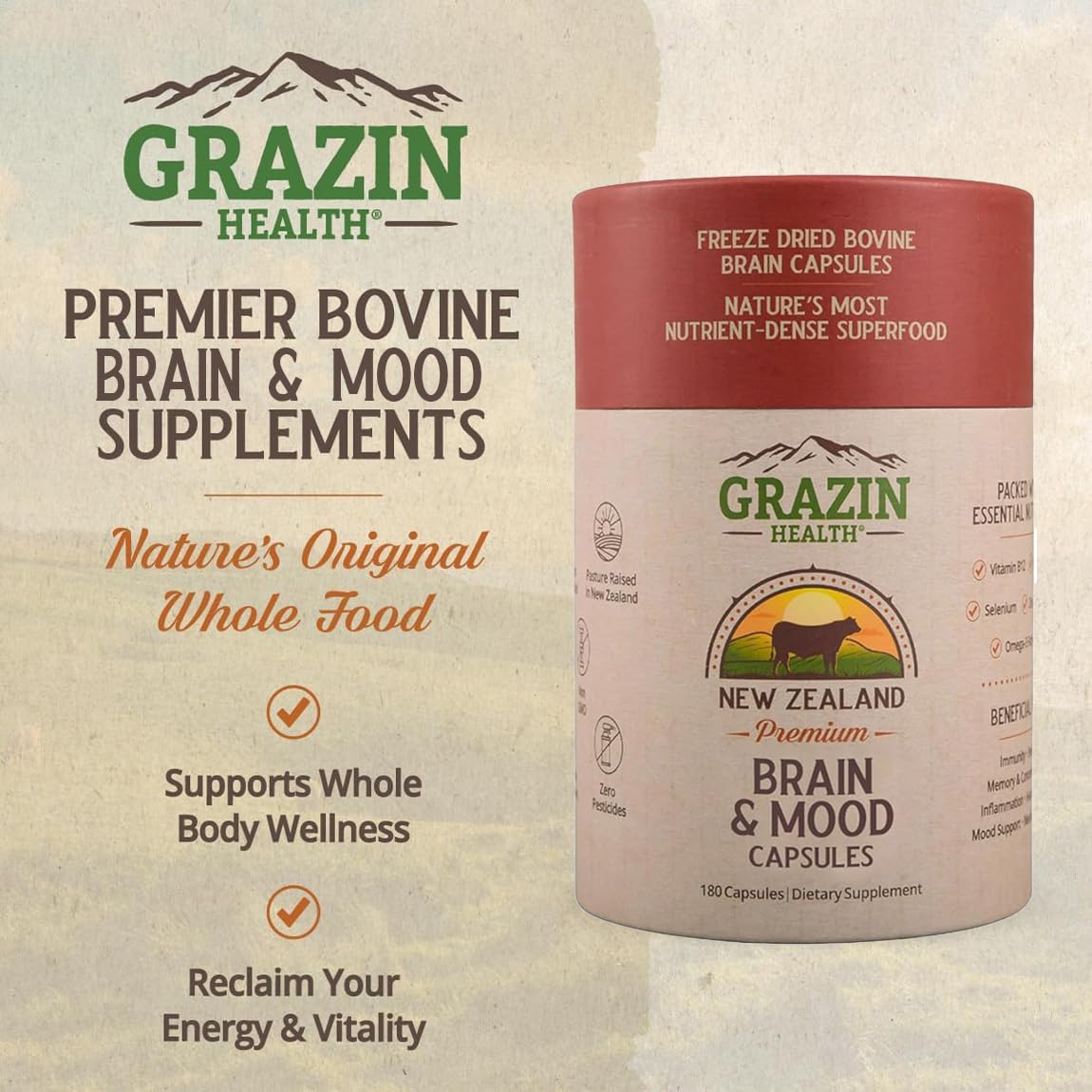GRAZIN HEALTH Capsules de Cerveau ouvertes avec contenu visible