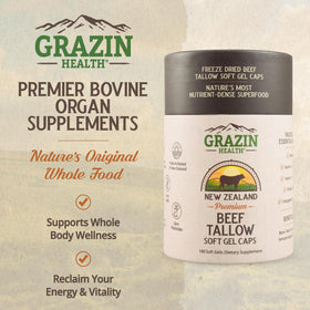 GRAZIN HEALTH Capsules de Suif de Bœuf 3000mg capsules en gros plan