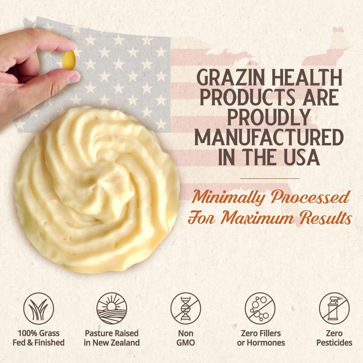 GRAZIN HEALTH Capsules de Suif de Bœuf 3000mg sur une table