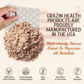 GRAZIN HEALTH capsules de testicules de boeuf sur fond blanc