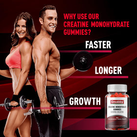 GREABBY Gummies de Créatine Monohydrate 5g, ingrédients sur l'emballage