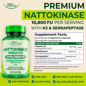 GREAT BILLIOM Nattokinase 10800 FU, capsules sur une table