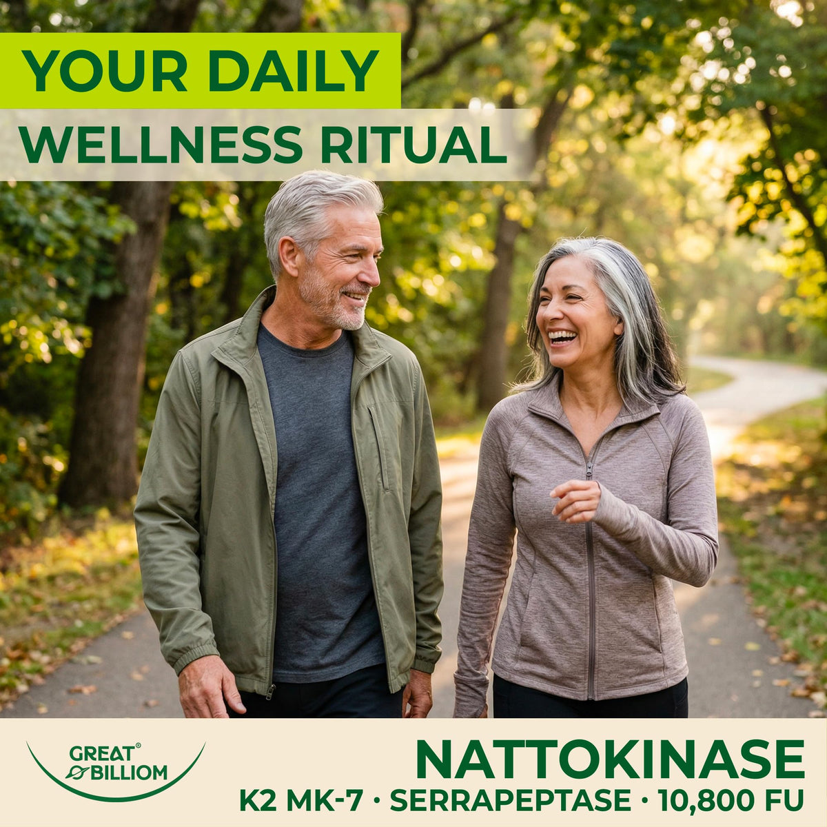GREAT BILLIOM Nattokinase sur un fond neutre