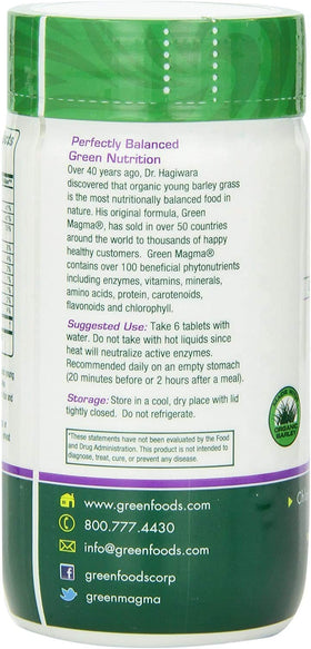 Green Foods Green Magma 500 comprimés sur une table