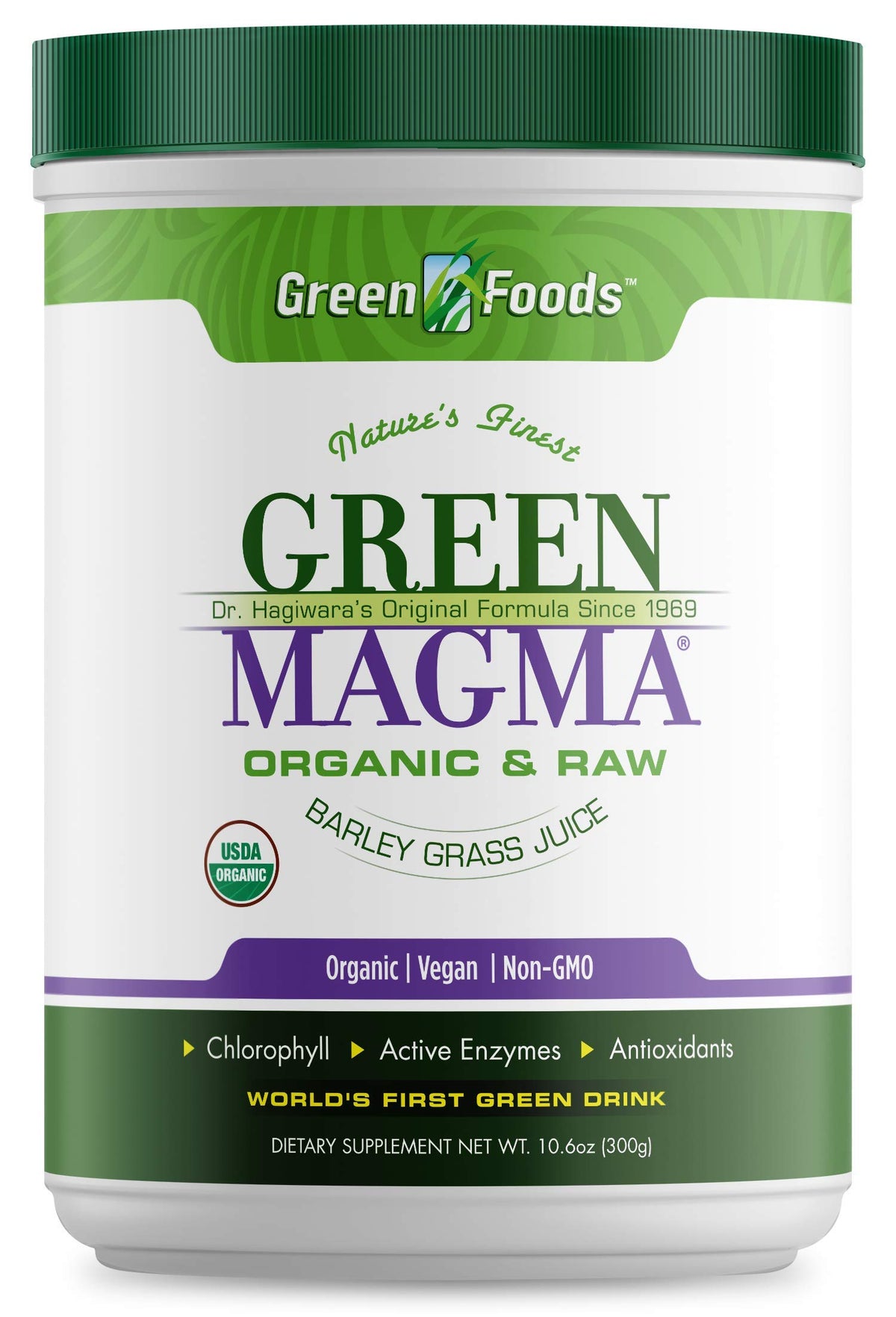 Green Foods Green Magma poudre d'herbe d'orge vue de face