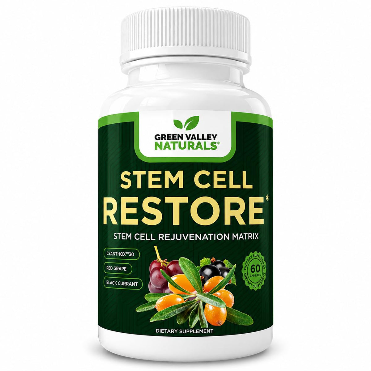 GREEN VALLEY NATURALS Stem Cell Restore 60 Capsules Végétariennes - vue de face