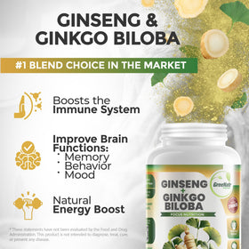 GreeNatr Ginkgo Biloba et Ginseng Panax capsules ouvertes sur une table