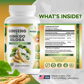 GreeNatr Ginkgo Biloba et Ginseng Rouge, tablettes dans une main