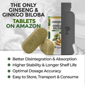 GreeNatr Ginkgo Biloba & Ginseng Rouge 771g comprimés vegan