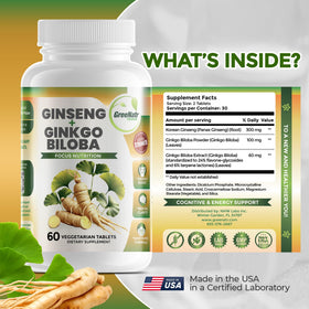 GreeNatr Ginkgo Biloba & Ginseng Rouge boîte ouverte avec comprimés