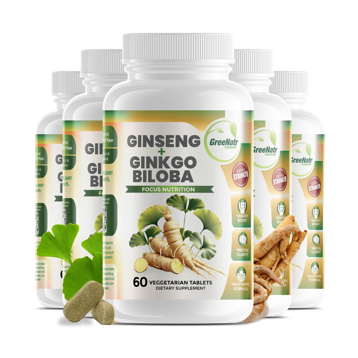 GreeNatr Ginkgo Biloba & Panax Ginseng 591g vue de face