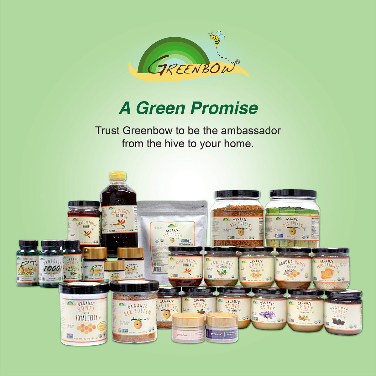 Greenbow Propolis Vert Artepillin C 60 capsules sur table