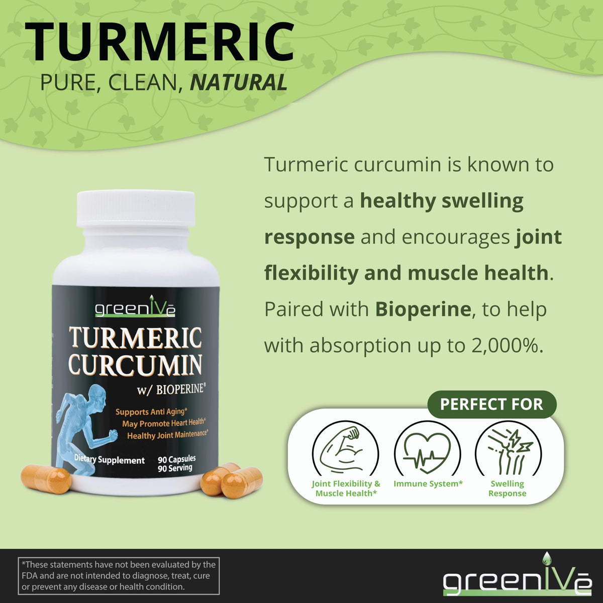 GreenIVe Curcuma Curcumin 1500mg capsules végétariennes