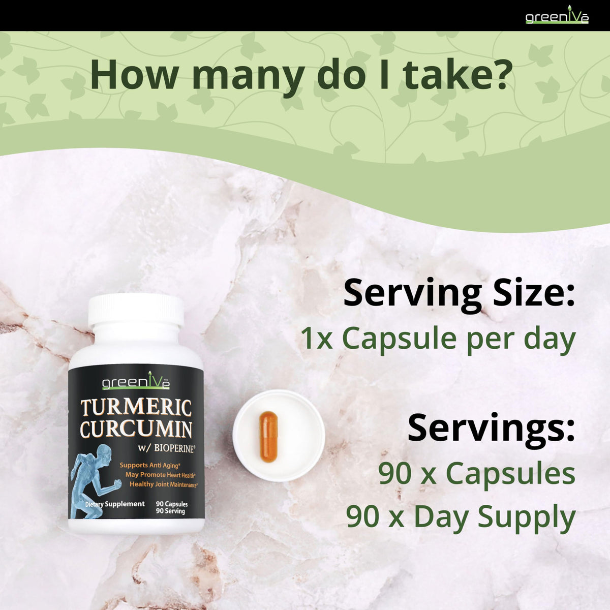 GreenIVe Curcuma Curcumin 1500mg étiquette détaillée