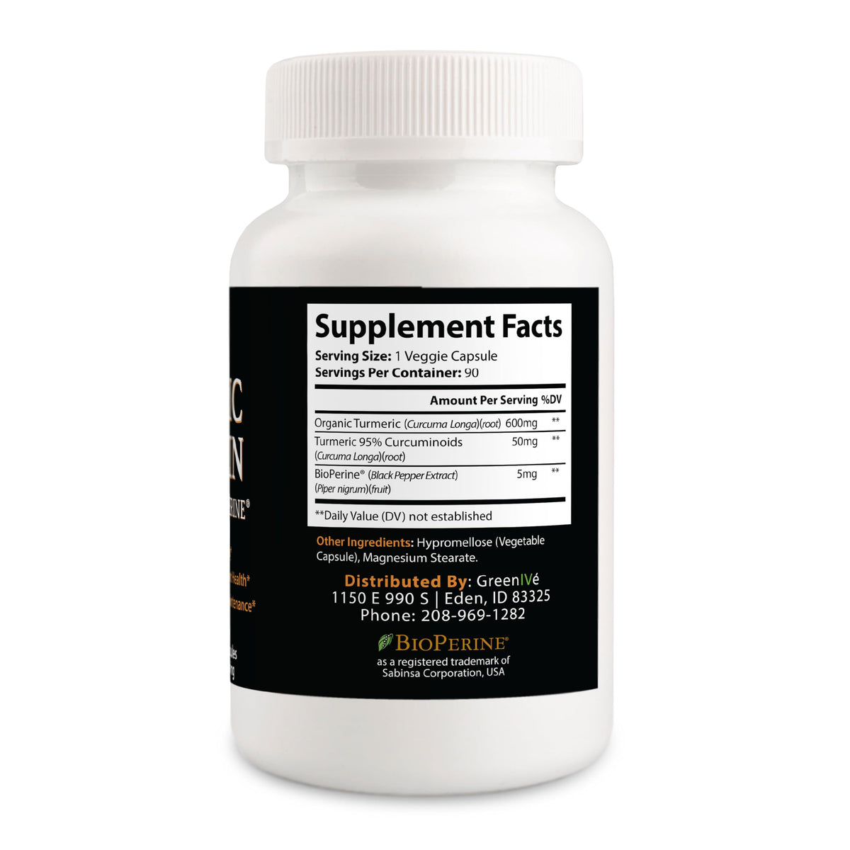 GreenIVe Curcuma Curcumin 1500mg sur une surface en bois