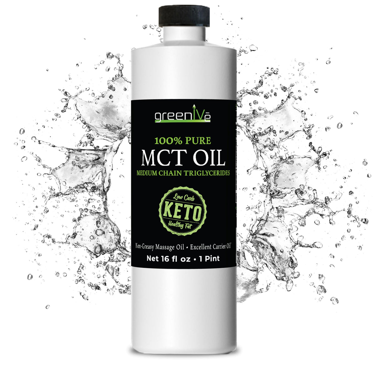 GreenIVe Huile MCT 100% pure C8 C10 bouteille de 473 ml vue avant
