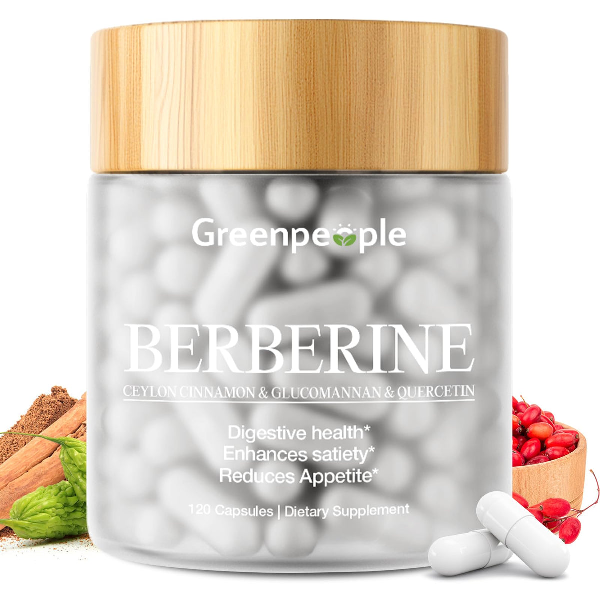 GREENPEOPLE Complément Alimentaire Berbérine 1500mg avec Cannelle de Ceylan, vue de face