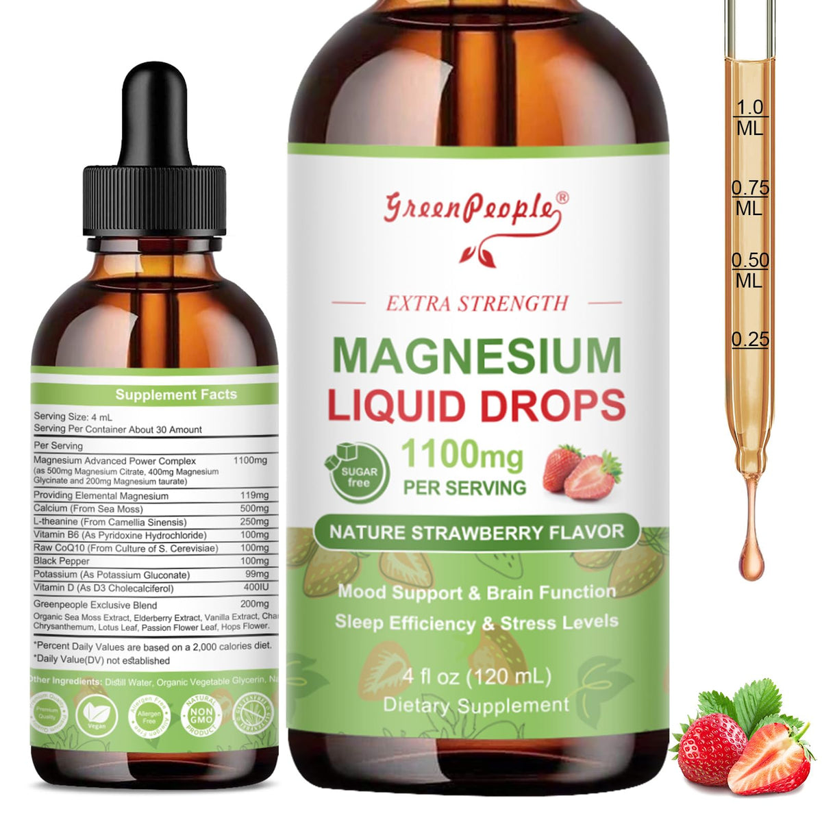 GREENPEOPLE Magnésium Liquide 17-en-1 flacon avant avec étiquette